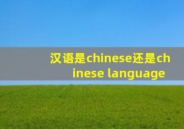 汉语是chinese还是chinese language